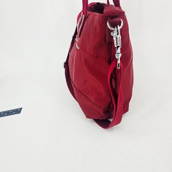 Hedgren Aura Glaze Red Water Resistant Tote Handbag Nylon Crossbody - Picture 3 of 16